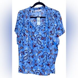 NWT LOFT Vibrant Blue Paisley Blouse